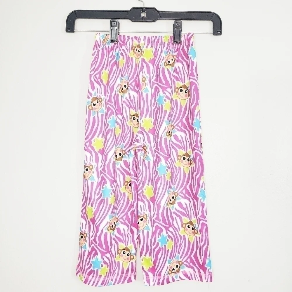 Candlesticks Purple Monkey Zebra Print Wide Leg Lounge Pajama Pants Small